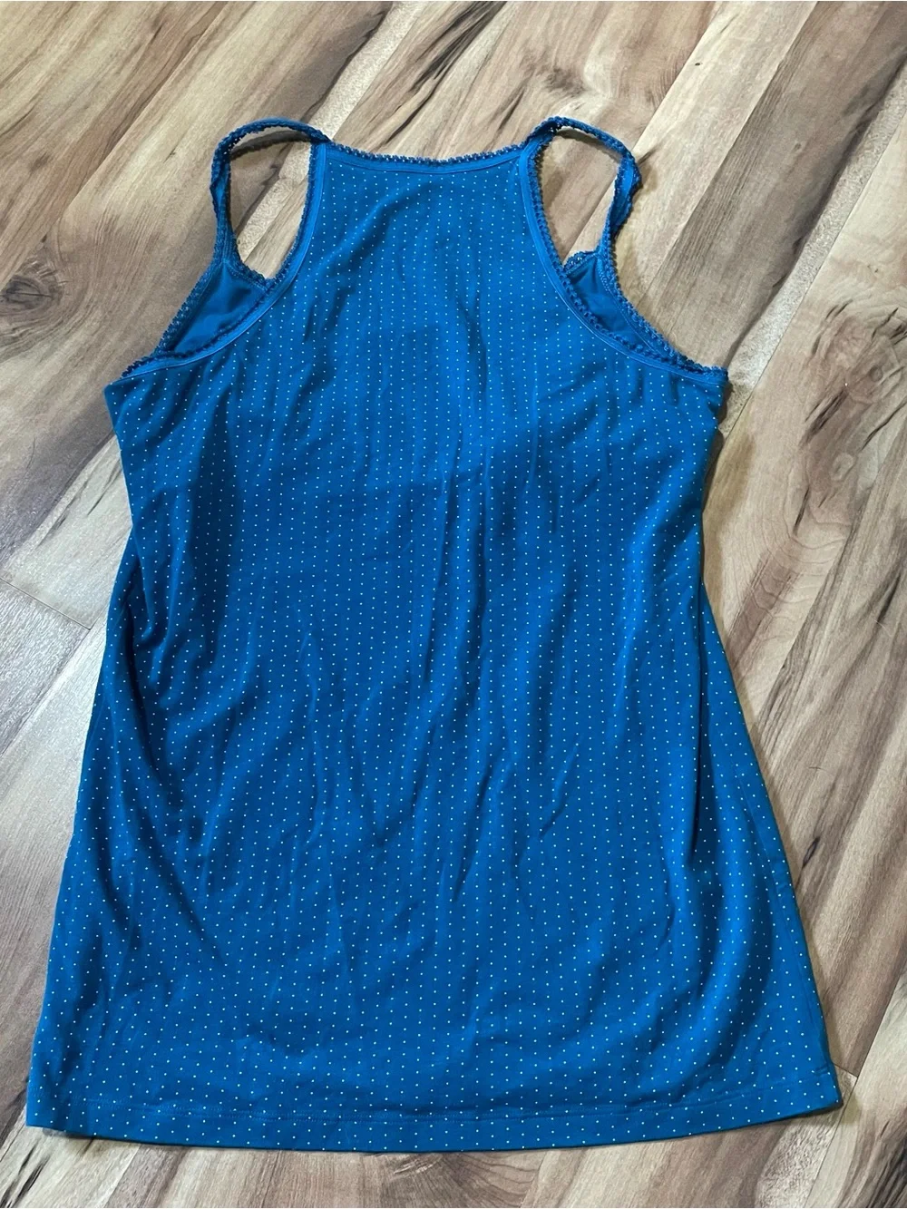 Y2K 00s Aerie Blue Pindot Pajama Set Tank Top & Boyshorts Size L/XL - Picture 3 of 10